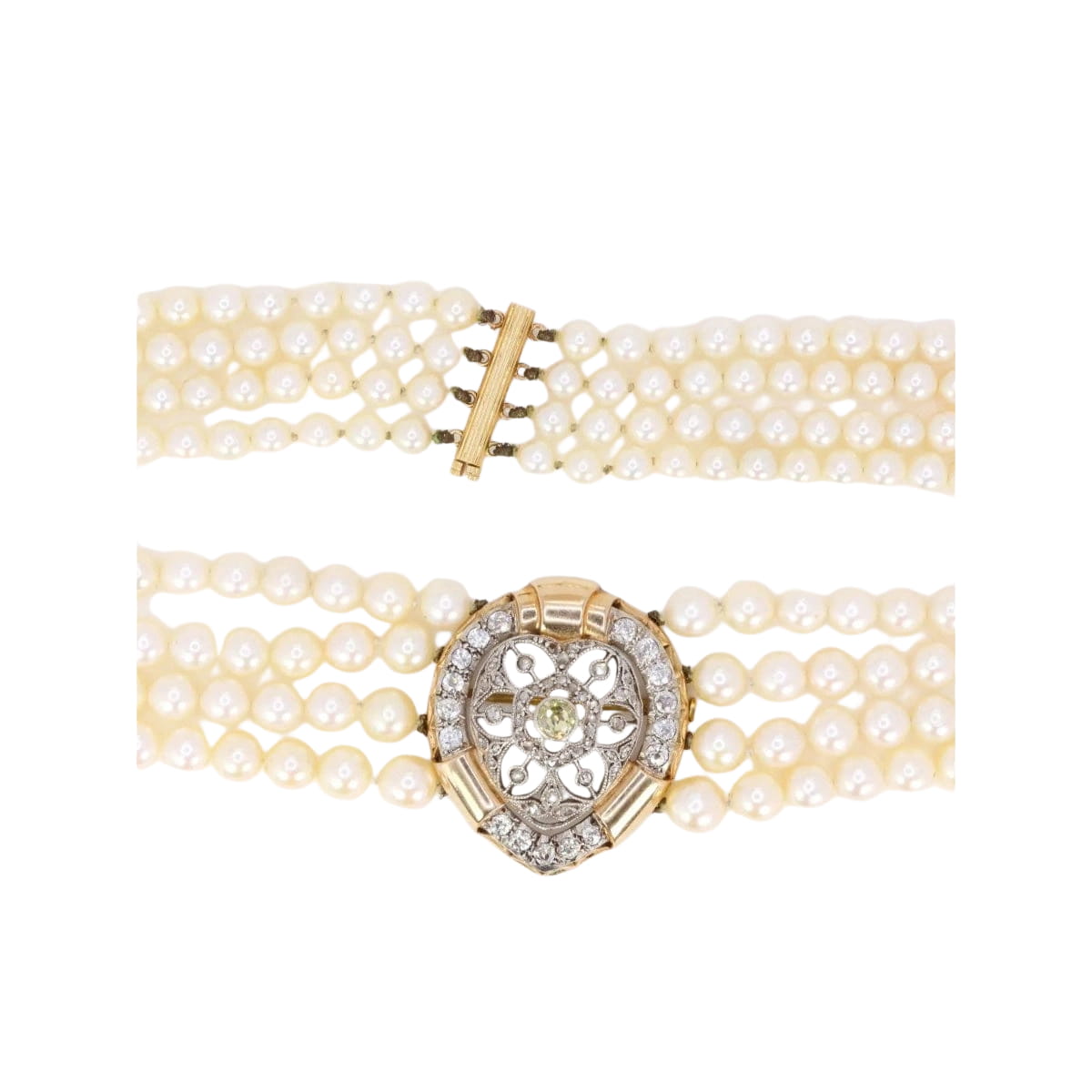 Collier Belle Epoque diamants perles de culture - Castafiore