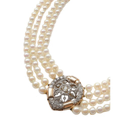 Collier Belle Epoque diamants perles de culture - Castafiore