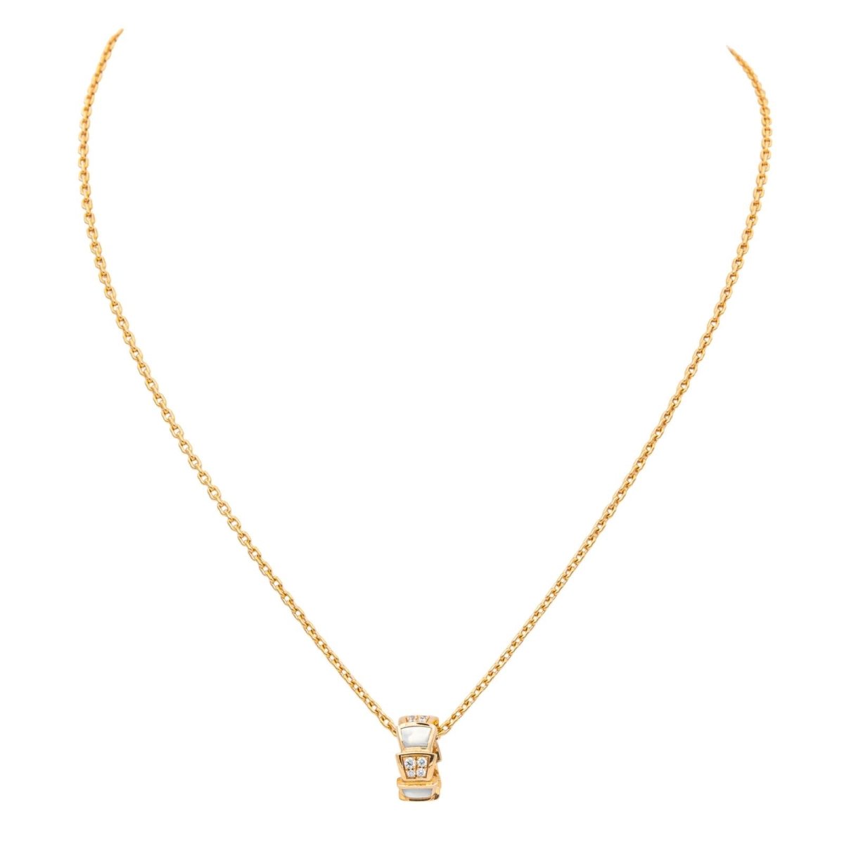 Collier BULGARI "Vipère" en or rose, nacre et diamants - Castafiore
