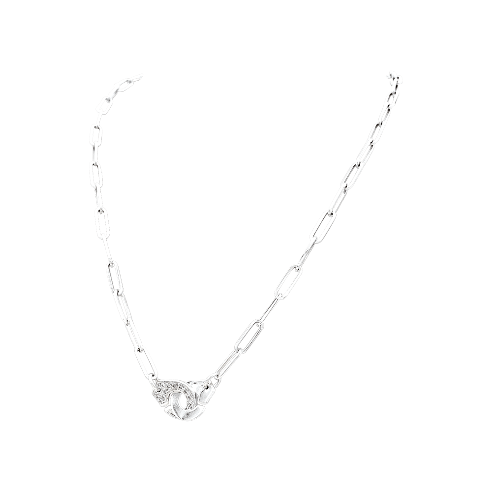 Collier Chaîne DINH VAN "Menottes R12" en or blanc et diamants - Castafiore