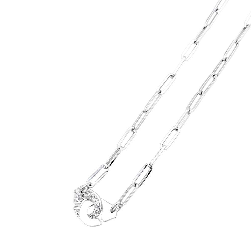Collier Chaîne DINH VAN "Menottes R12" en or blanc et diamants - Castafiore