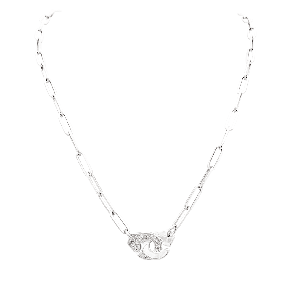 Collier Chaîne DINH VAN "Menottes R12" en or blanc et diamants - Castafiore