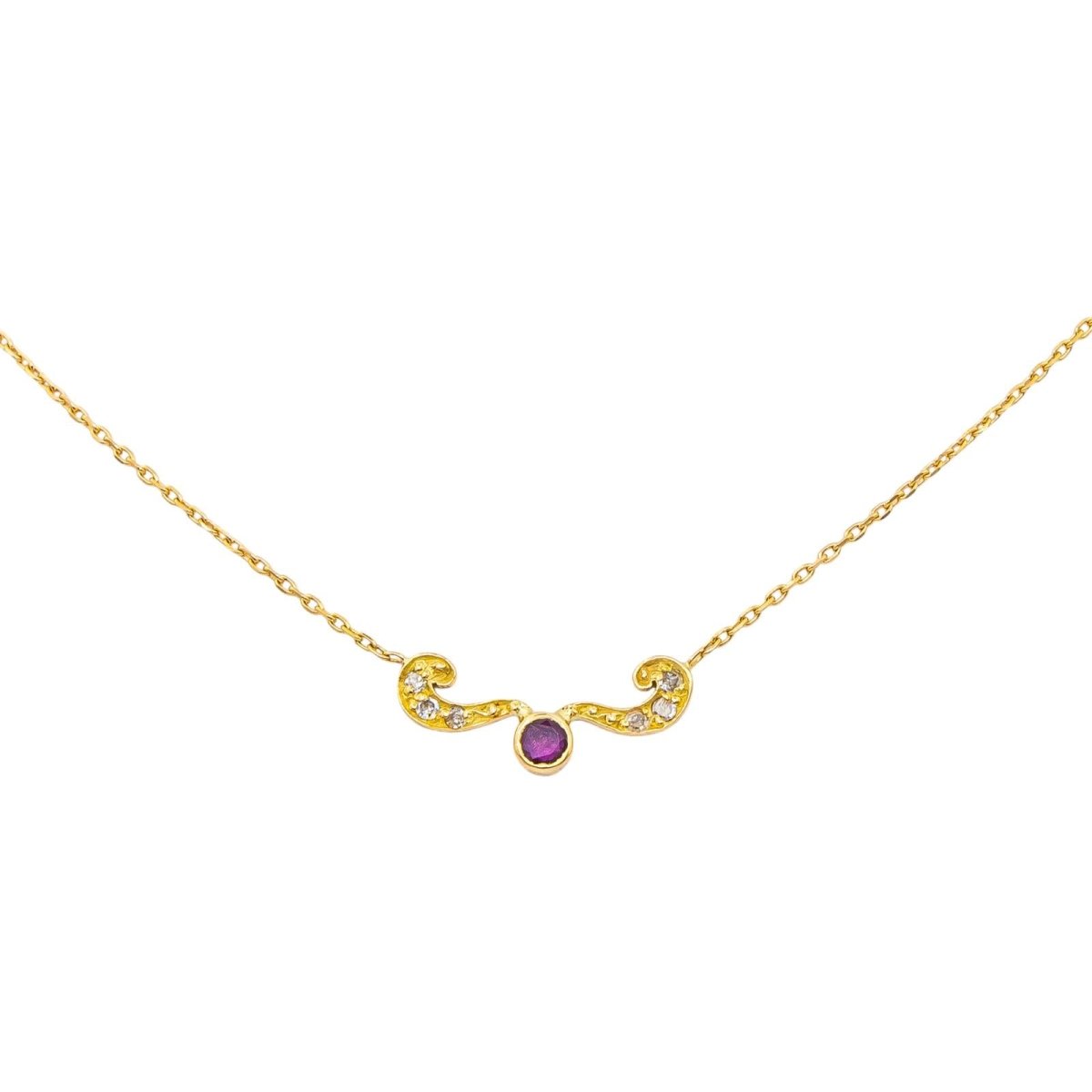 Collier Chaîne en or jaune, rubis et diamants - Castafiore