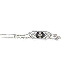 Collier Chaîne en platine, onyx et diamants - Castafiore