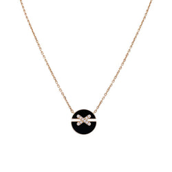Collier Chaumet ,"Jeux de Liens", or rose, diamants et onyx. - Castafiore