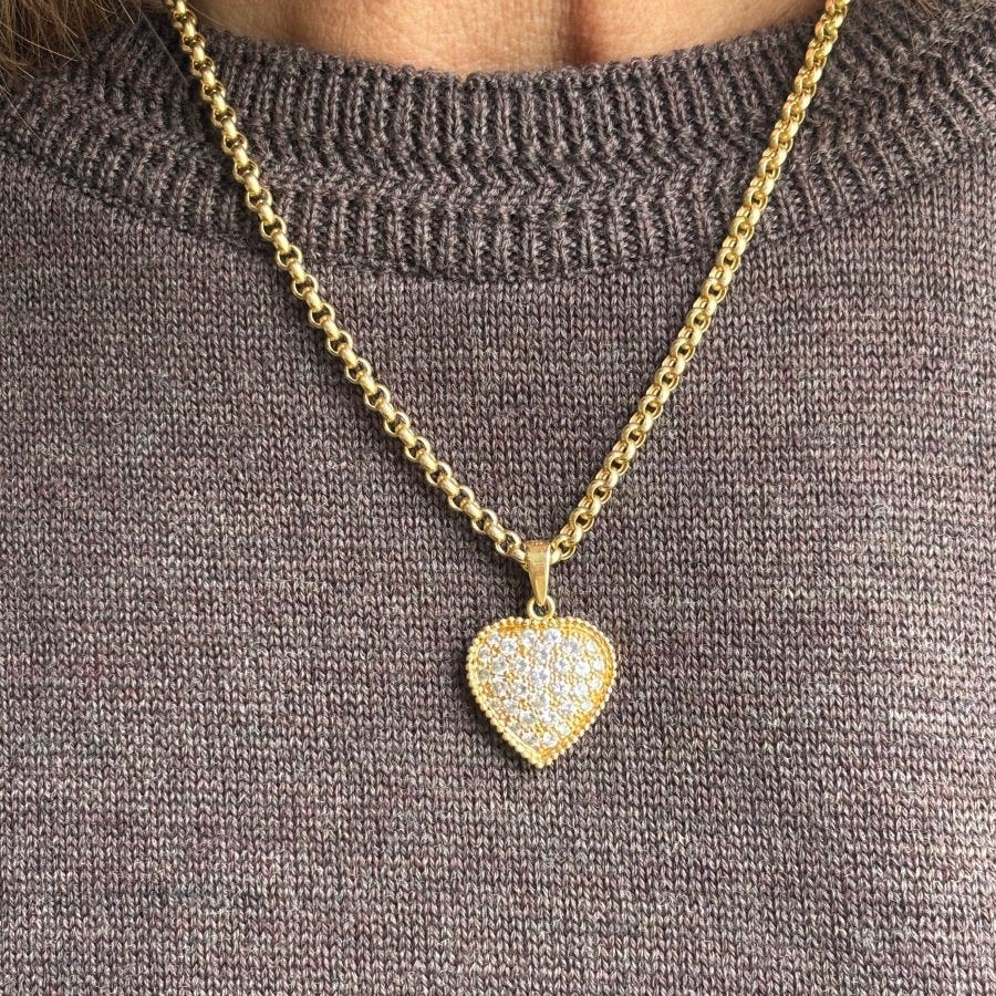 Collier Coeur, avec chaine signée CHOPARD or jaune et diamants - Castafiore