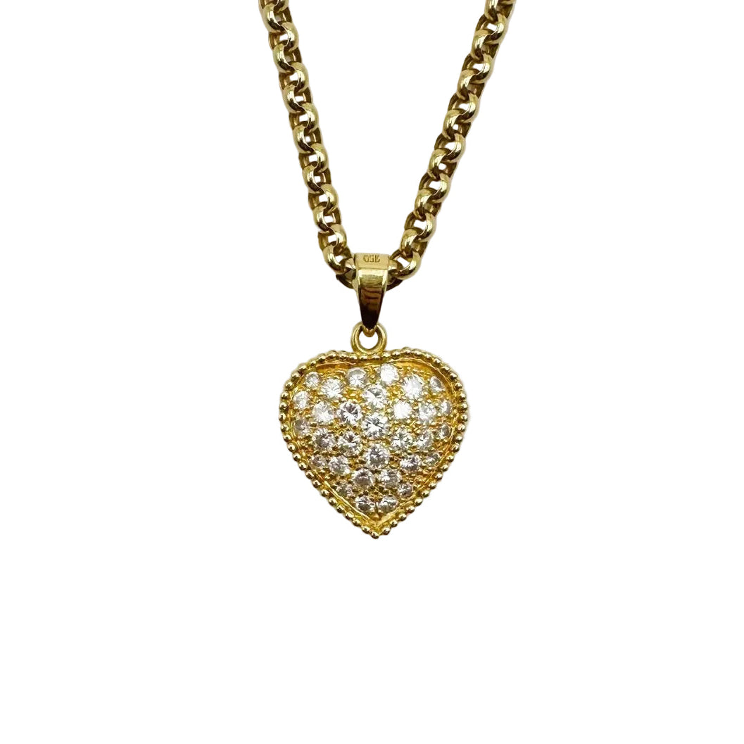 Collier Coeur, avec chaine signée CHOPARD or jaune et diamants - Castafiore