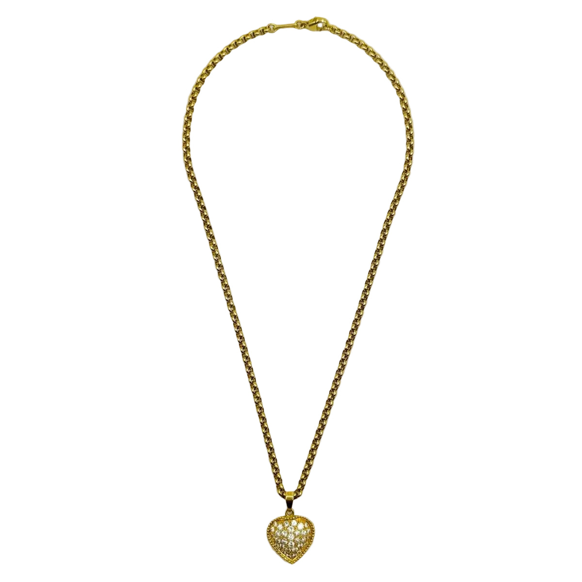 Collier Coeur, avec chaine signée CHOPARD or jaune et diamants - Castafiore