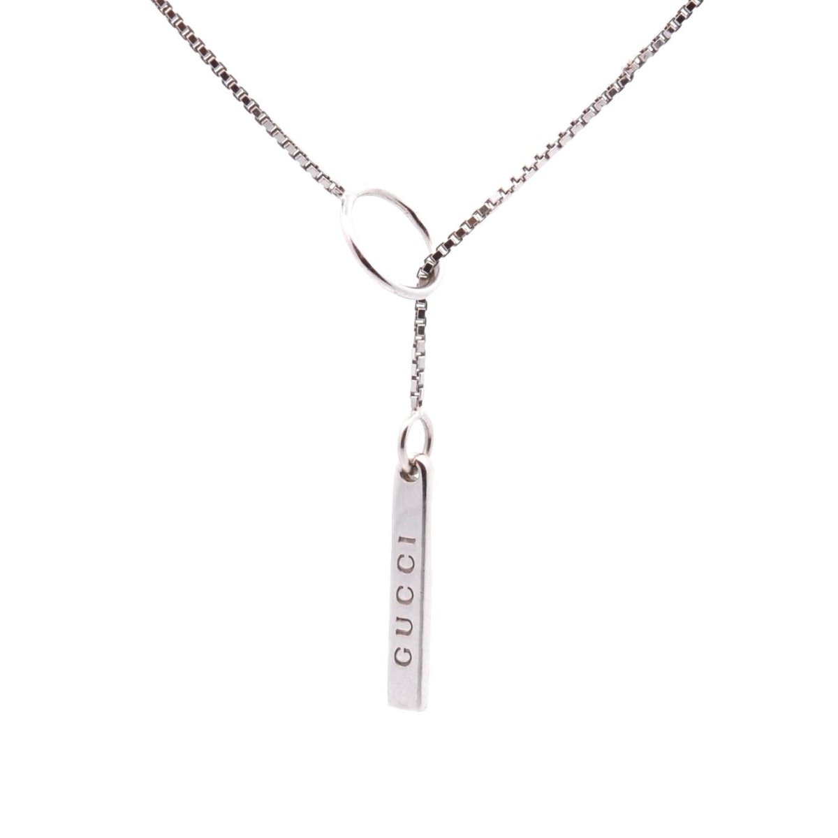 Collier Cravate GUCCI "Link to love" en or blanc - Castafiore
