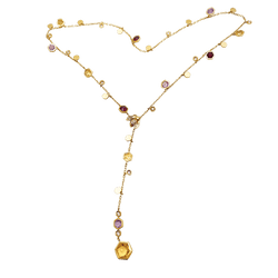 Collier Cravate PIAGET "Magic Garden Limelight" en or jaune, améthystes, citrines, grenats et diamants - Castafiore