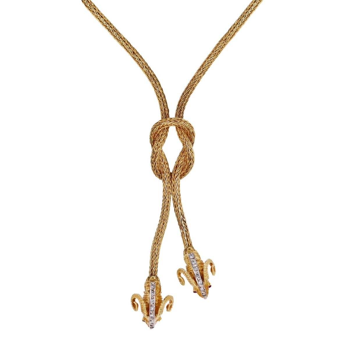 Collier Cravate ZOLOTAS en or jaune, rubis et diamants - Castafiore