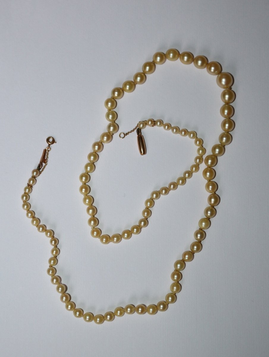 Collier de 90 perles de culture en chute, fermoir or jaune - Castafiore