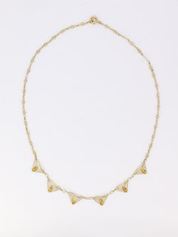 Collier draperie Art Nouveau or jaune filigrane - Castafiore