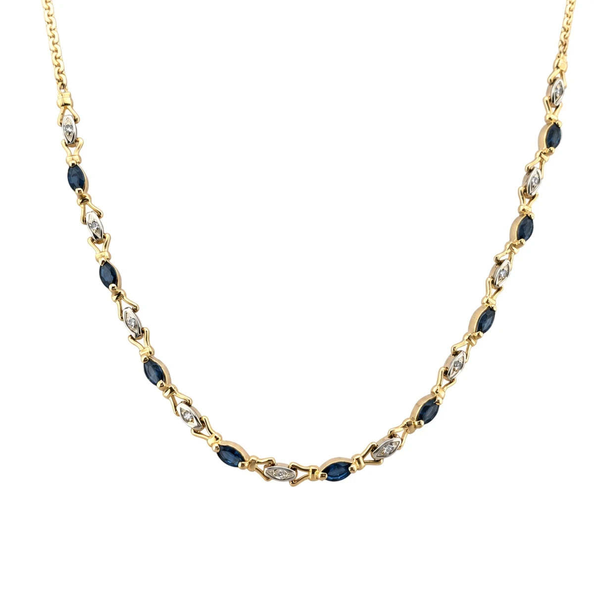 Collier en or blanc, or jaune, saphirs et diamants - Castafiore