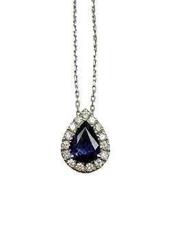 Collier en or blanc, saphir et diamants - Castafiore
