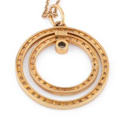 Collier en or jaune motif en diamant sur longue chaine alternée de diamant - Castafiore