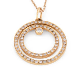 Collier en or jaune motif en diamant sur longue chaine alternée de diamant - Castafiore