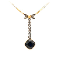 Collier Lariat en or blanc, or jaune, saphir, perle et diamants - Castafiore