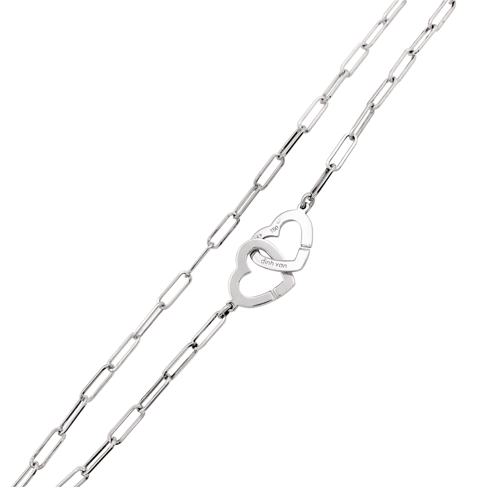 Collier Maille DINH VAN "Double Cœurs" en or blanc - Castafiore