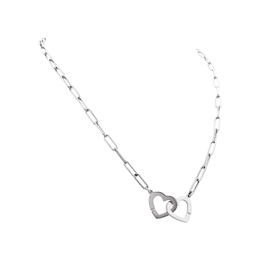 Collier Maille DINH VAN "Double Cœurs" en or blanc - Castafiore