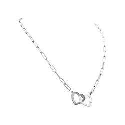 Collier Maille DINH VAN "Double Cœurs" en or blanc - Castafiore