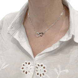 Collier Maille DINH VAN "Double Cœurs" en or blanc - Castafiore