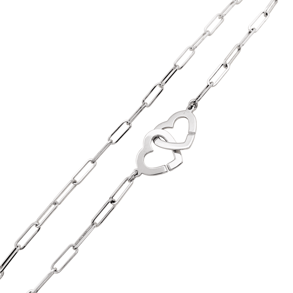 Collier Maille DINH VAN "Double Cœurs" en or blanc - Castafiore