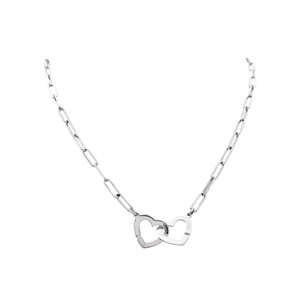 Collier Maille DINH VAN "Double Cœurs" en or blanc - Castafiore