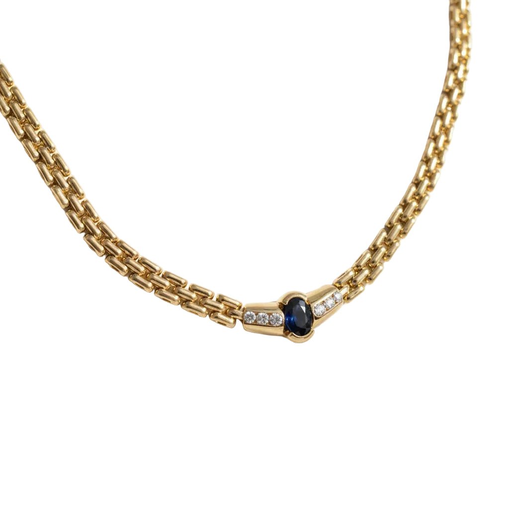 Collier Maille en or jaune, saphir et diamants - Castafiore