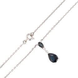 Collier maille forçat en or blanc et saphir - Castafiore