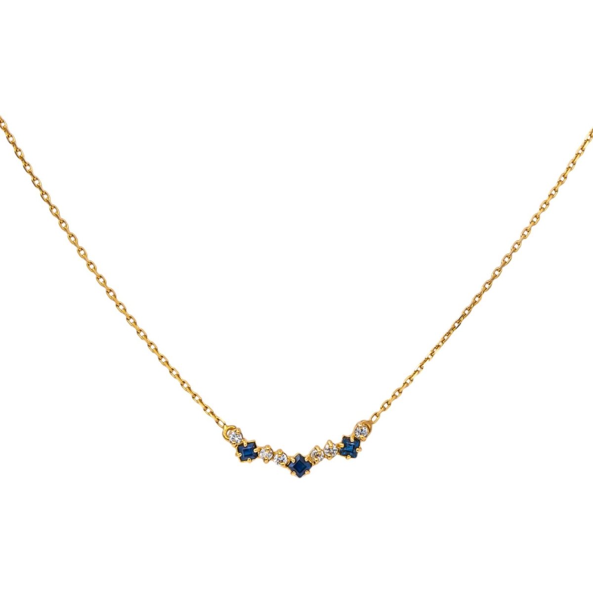 Collier Maille forçat Or jaune Saphir - Castafiore
