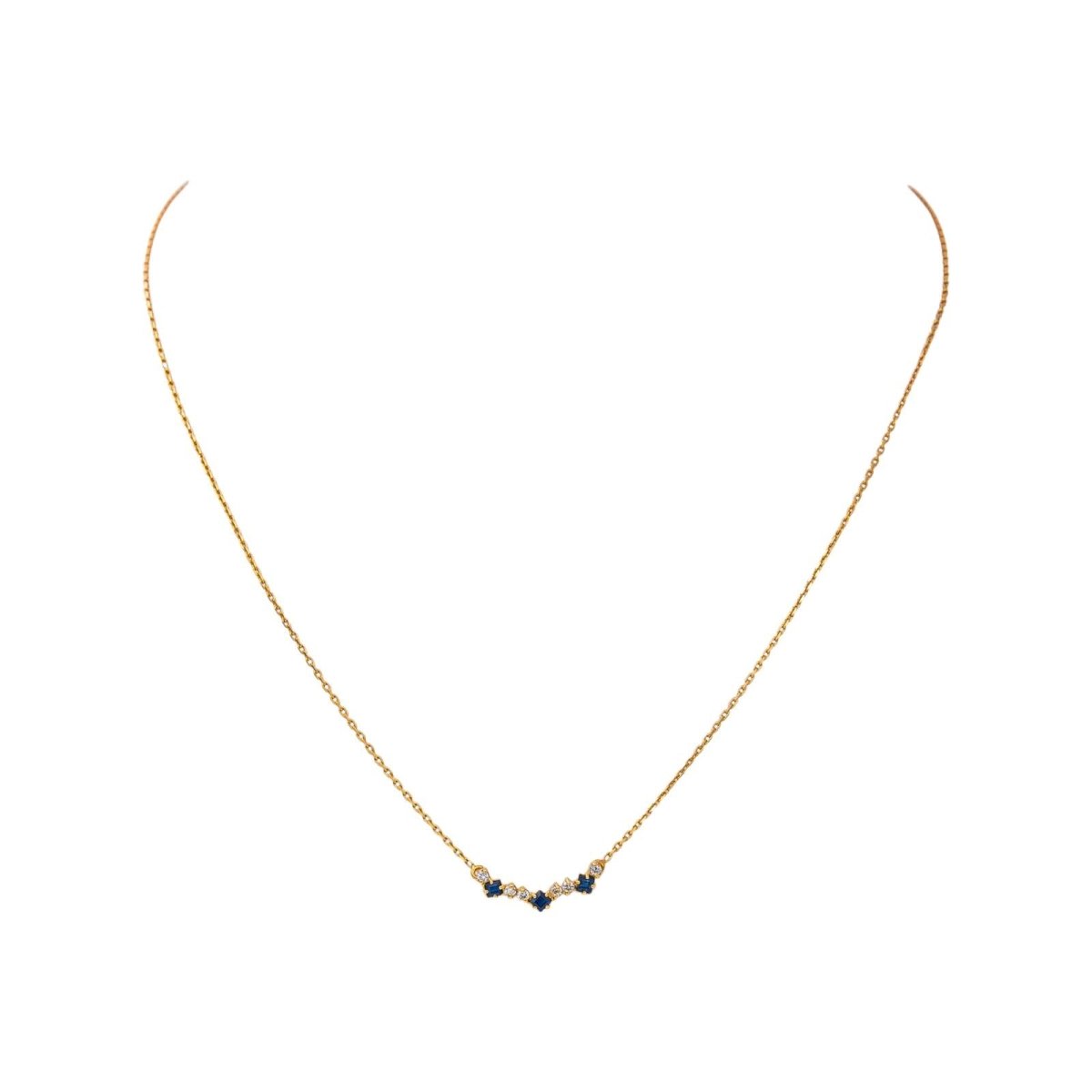 Collier Maille forçat Or jaune Saphir - Castafiore