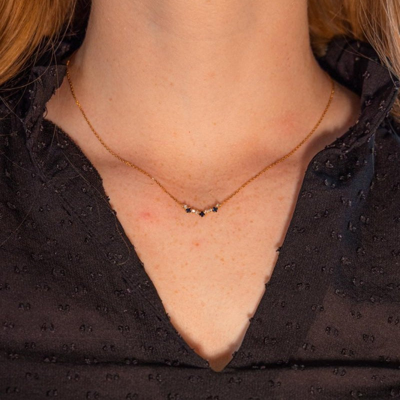 Collier Maille forçat Or jaune Saphir - Castafiore