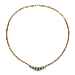 Collier maille gourmette en or jaune et émeraude - Castafiore