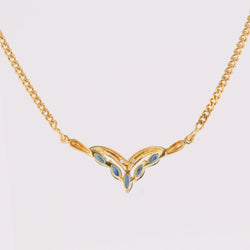 Collier maille gourmette en or jaune et saphirs navette diamants - Castafiore