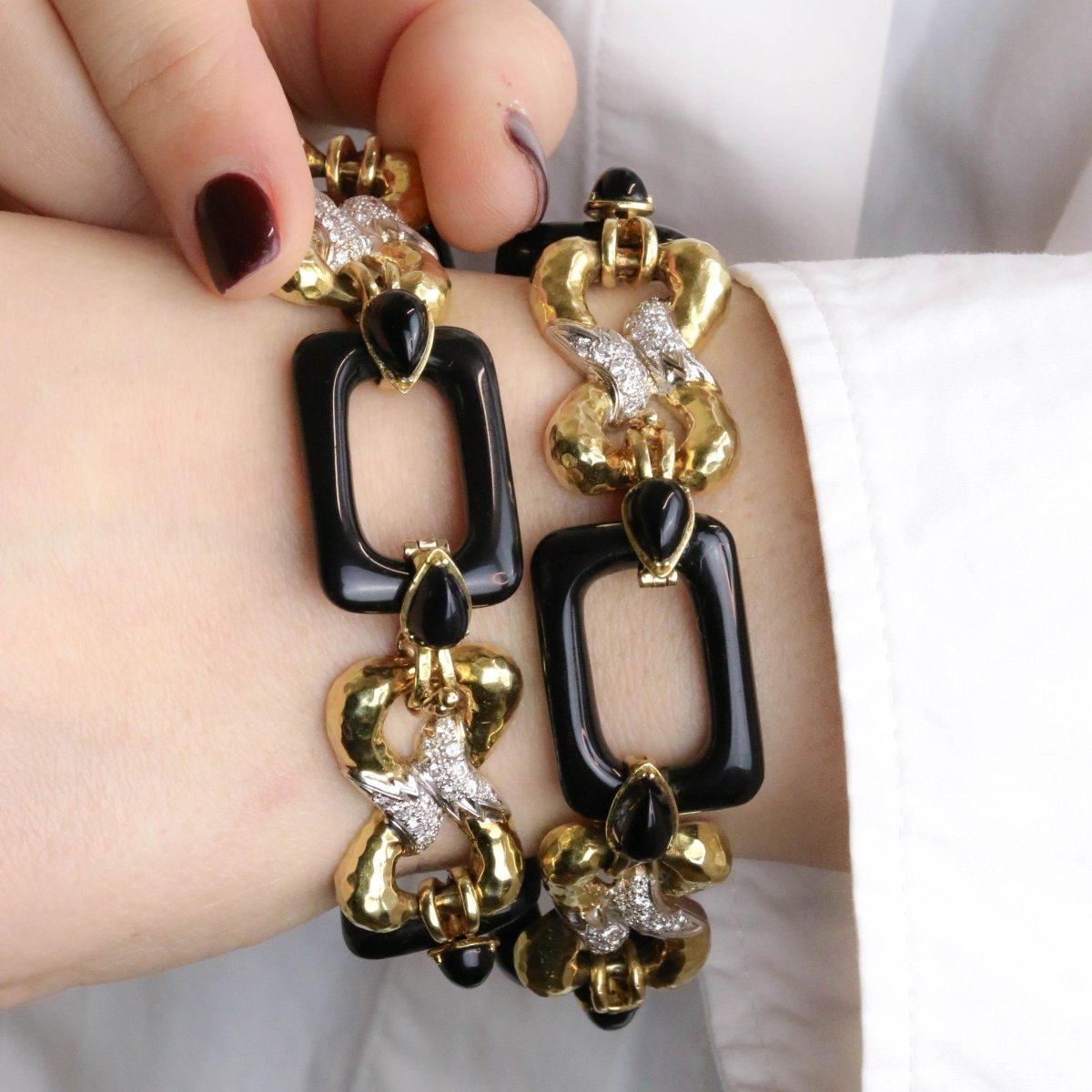Collier Maille transformable or jaune, onyx et diamants - Castafiore