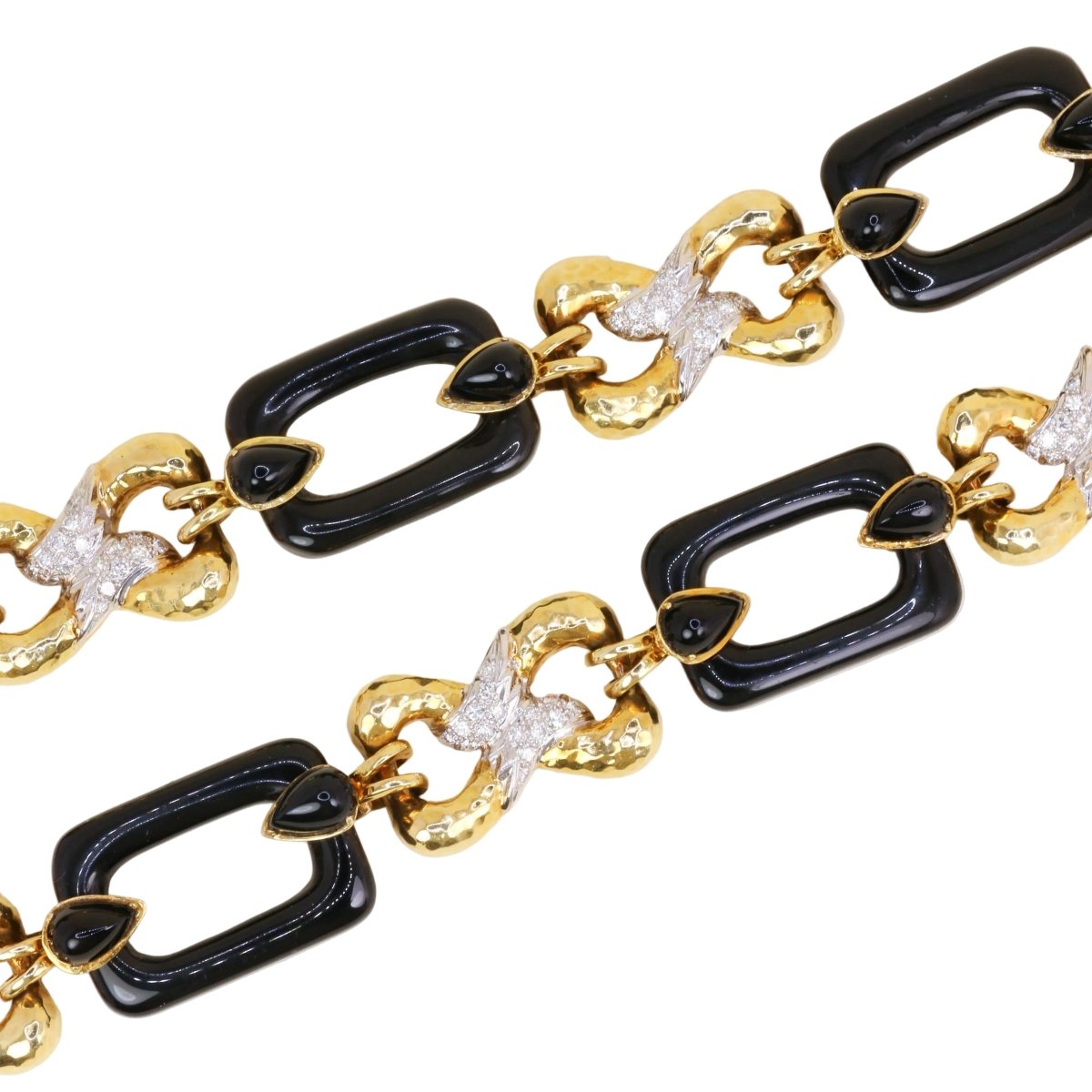 Collier Maille transformable or jaune, onyx et diamants - Castafiore