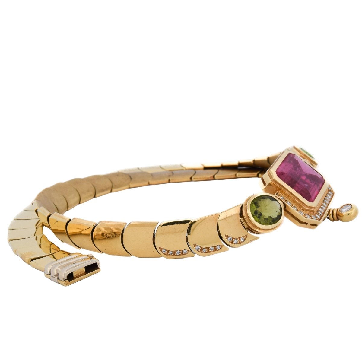 Collier MANCADORI en or jaune, tourmaline, péridots et diamants - Castafiore