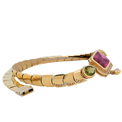Collier MANCADORI en or jaune, tourmaline, péridots et diamants - Castafiore