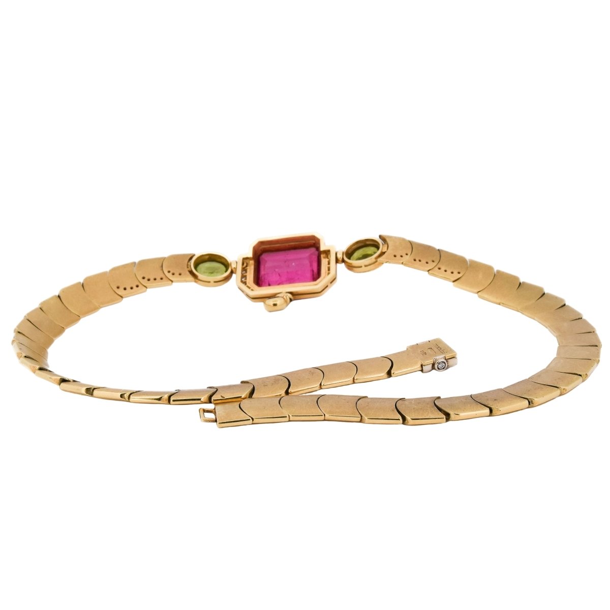 Collier MANCADORI en or jaune, tourmaline, péridots et diamants - Castafiore