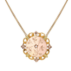 Collier Médaillon ancien perle diamants - Castafiore