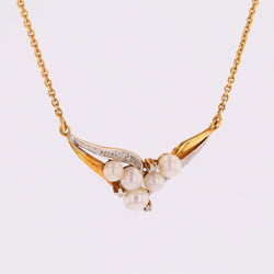Collier moderne maille forçat en or jaune et or blanc avec diamants et perles de culture - Castafiore