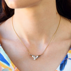 Collier moderne maille forçat en or jaune et or blanc avec diamants et perles de culture - Castafiore