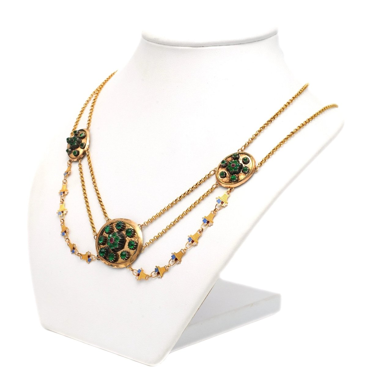 Collier Napoléon III en or jaune, émail et strass - Castafiore