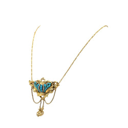 Collier Napoléon III en or jaune, perles et turquoises - Castafiore