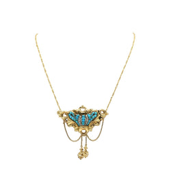 Collier Napoléon III en or jaune, perles et turquoises - Castafiore