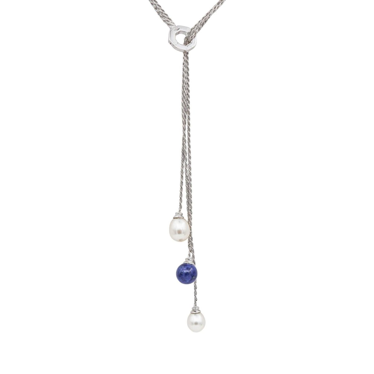 Collier Négligé Or blanc Perles - Castafiore