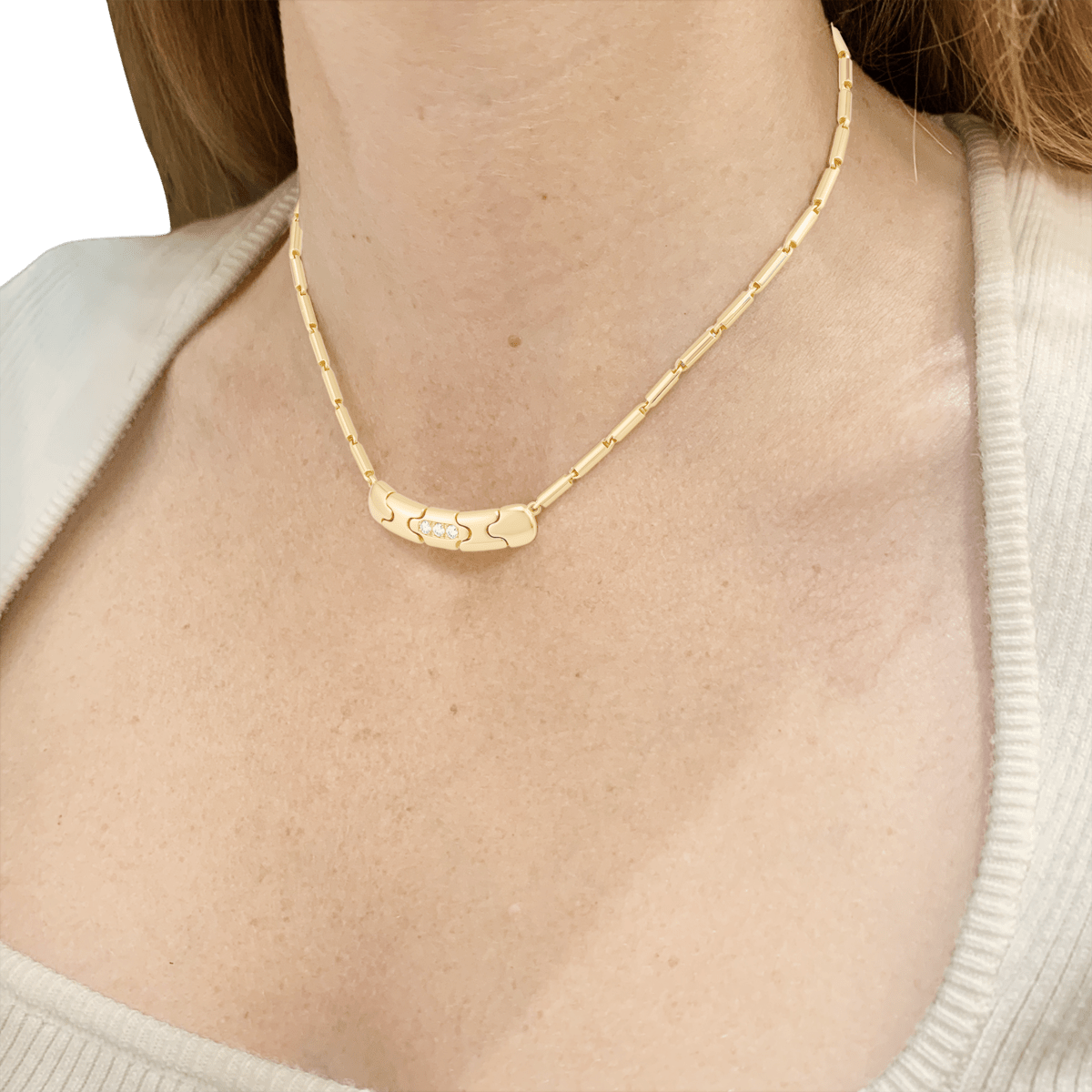 Collier O.P. ORLANDINI en or jaune et diamants - Castafiore