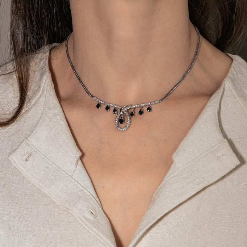 Collier Or blanc Saphir - Castafiore