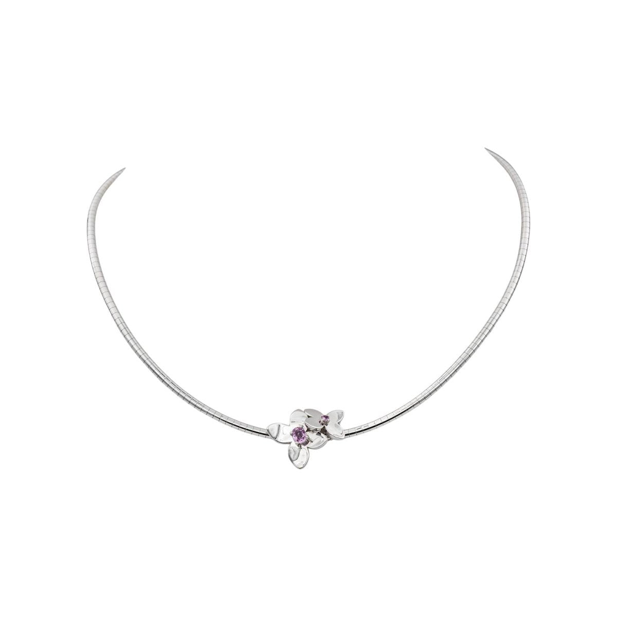 Collier Or blanc Saphir rose - Castafiore